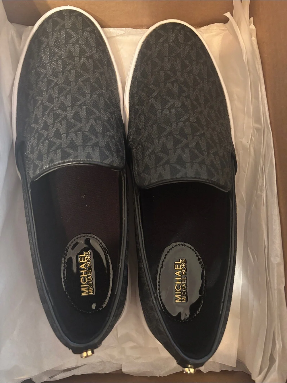 Michael Kors Black Slip-On Logo Canvas Sneakers